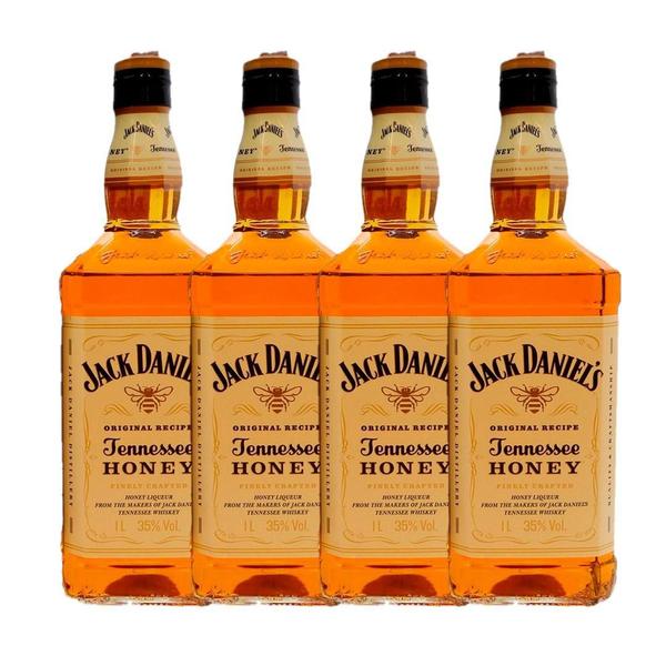 Imagem de Kit 4 Garrafas Whisky Jack Daniels Honney 1 Litro