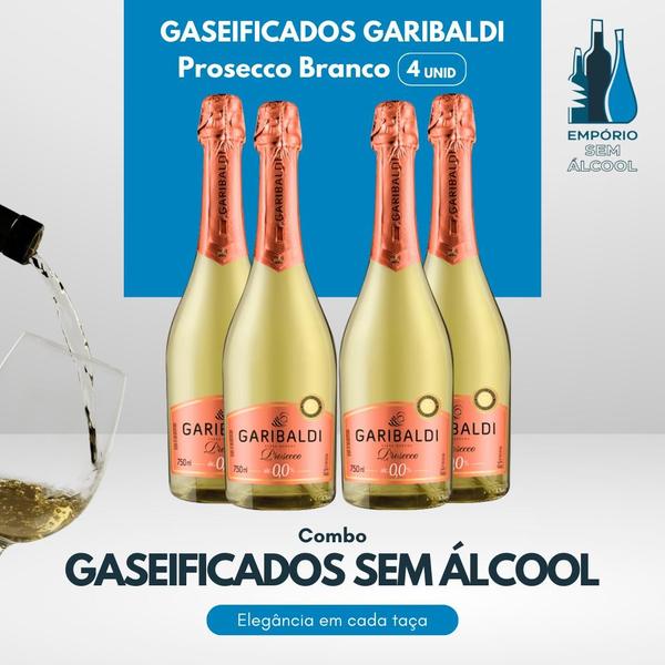 Imagem de Kit 4 Gaseificado S/ Álcool Garibaldi Prosecco Branco- 750mL