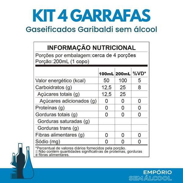 Imagem de Kit 4 Gaseificado Sem Álcool Garibaldi Ice Branco - 750mL