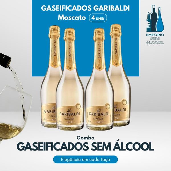 Imagem de Kit 4 Gaseificado Sem Álcool Garibaldi Moscato - 750mL