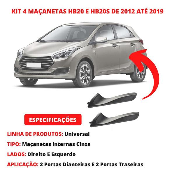 Imagem de Kit 4 Gatilhos Maçanetas Internas Do HB20 E HB20S 12 Até 19