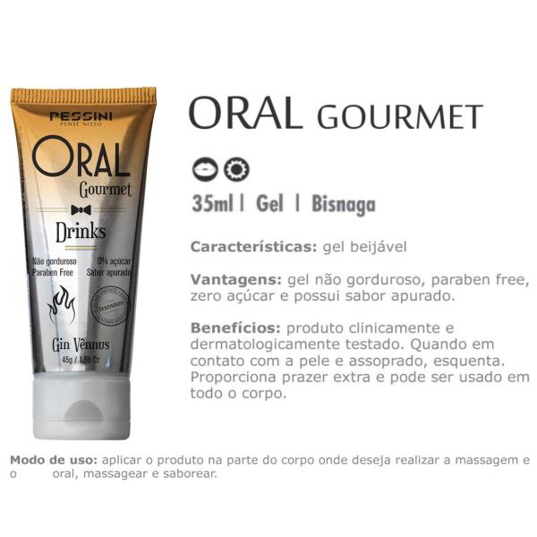 Imagem de Kit 4 Gel Gourmet Gin Vennus Massagem Beijavel Oral Drinks