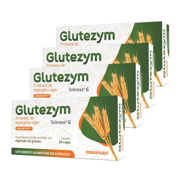 Imagem de Kit 4 Glutezym Auxilia Digestão do Glúten 20 Caps Maxinutri