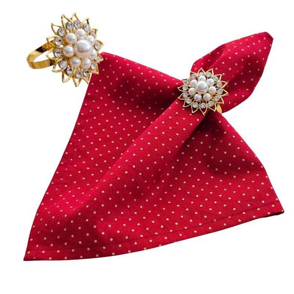 Kit 4 Guardanapo de Tecido e Anel Dourado - Decoração Natal - Criarte Opções Imagem de Kit 4 Guardanapo de Tecido e Anel Dourado - Decoração Natal
