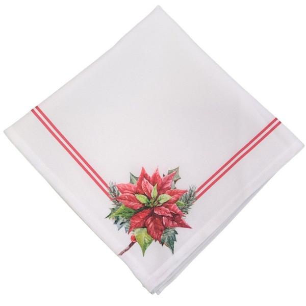 Imagem de Kit 4 Guardanapos de Tecido Flor de Natal Canto Branco 40cmx40cm