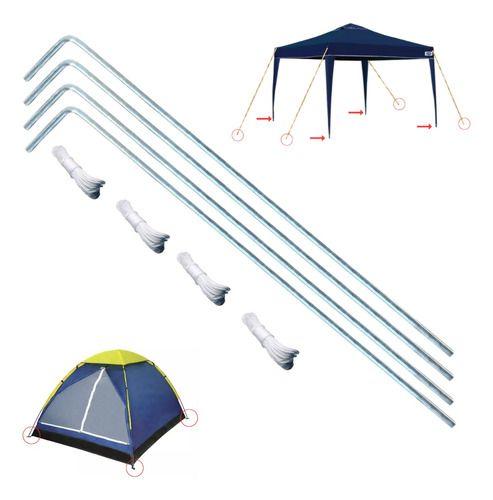 Imagem de Kit 4 Haste Estaca 4x47x350 Gazebo Barracas Gancho Praia Camping Fixador mesa cadeira