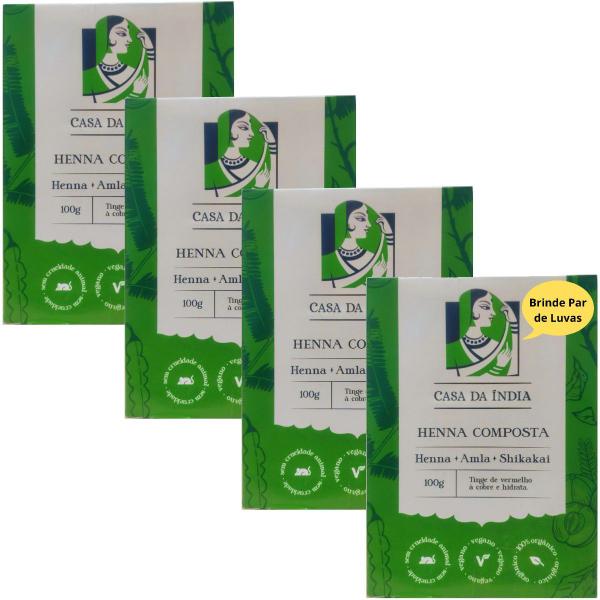 Kit 4 Hennas Composta Herbal Natural Powder Orgânico em Pó para Cabelos Ruivos - Casa da Índia Imagem de Kit 4 Hennas Composta Herbal Natural Powder Orgânico em Pó para Cabelos Ruivos - Casa da Índia