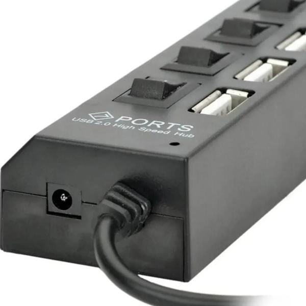 Imagem de Kit 4 Hub 7 Portas Usb 2.0 Com Led Indicador Uh-257 Preto