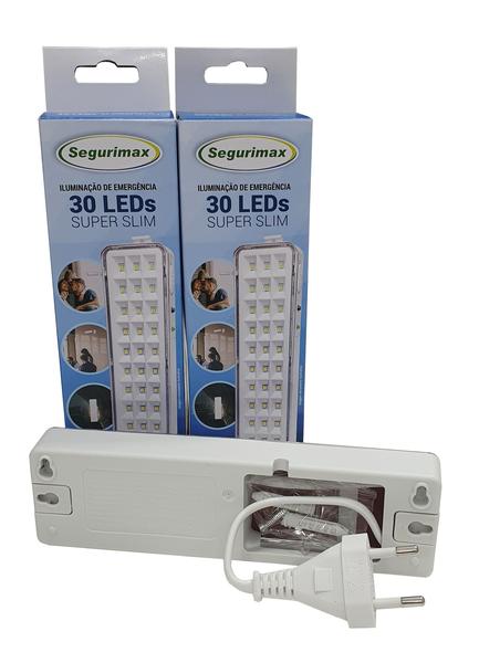 Imagem de Kit 4 Iluminação Luminaria de Emergencia 30 Leds Super Slim Segurimax