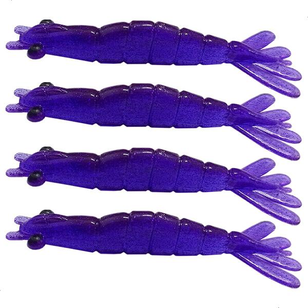 Imagem de kit 4 Iscas Camarão Artificial 8cm - Pesca Robalo Tucunare Corvina 