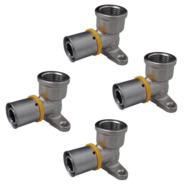 Imagem de Kit 4 Joelho Cotovelo Base Fixa P/ Gás 16mm 1/2'' Pex Gás