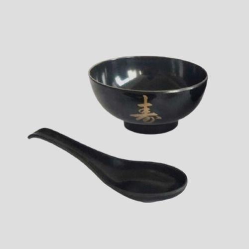 Imagem de Kit 4 Jogo Tigela Bowl Sopa Colher Gourmet Oriental Lengue Preto