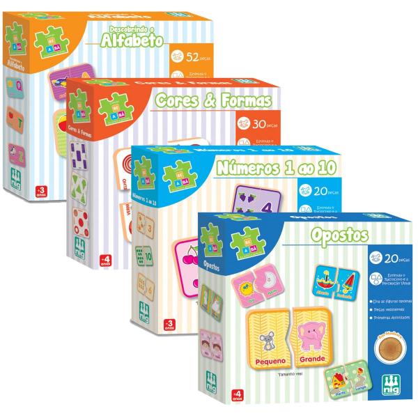 Kit 4 Jogos Educativos Alfabeto Cores Números Opostos - Nig Imagem de Kit 4 Jogos Educativos Alfabeto Cores Números Opostos - Nig