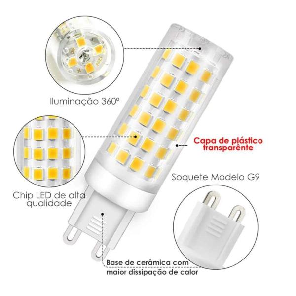 Imagem de Kit 4 Lâmpada Led 3w G9 Halopin Bivolt Bicolor Arandela E Lustres