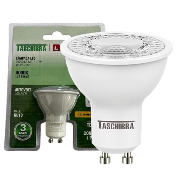 Imagem de Kit 4 Lampada Led Dicroica MR16 6W Gu10 Dimerizavel 4000K Bivolt