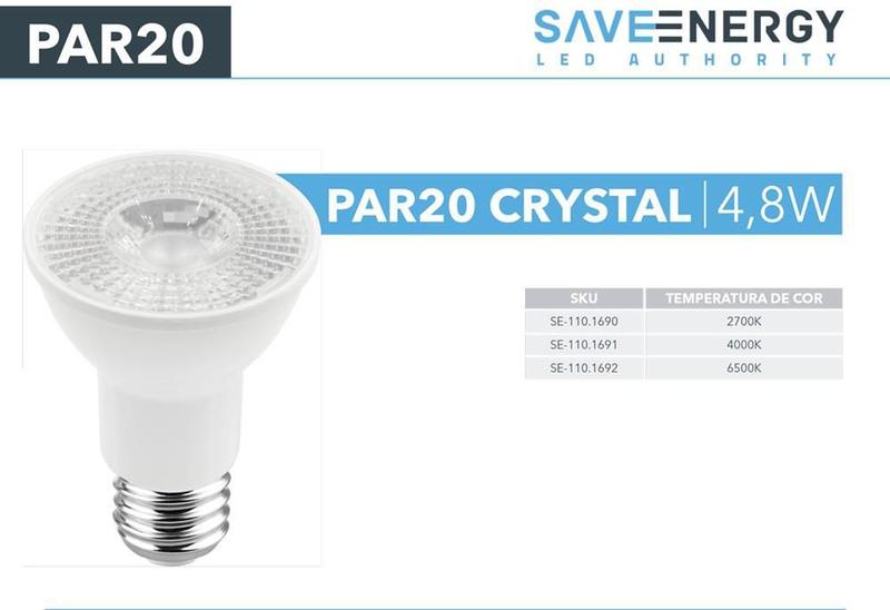 Imagem de Kit 4 Lâmpada Led Par20 4,8w Save Energy 2700k Branco Quente