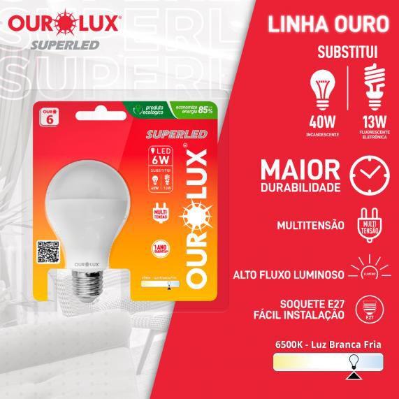 Imagem de KIT 4 Lâmpadas Led Bulbo A55 6w Bivolt E27 6500k BF Ourolux