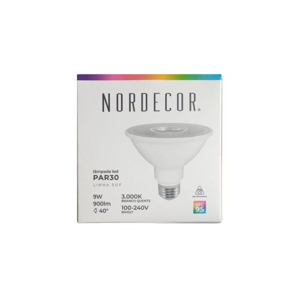 Imagem de Kit 4 Lâmpadas Led Nordecor 9w Par30 Luz Quente 3000k