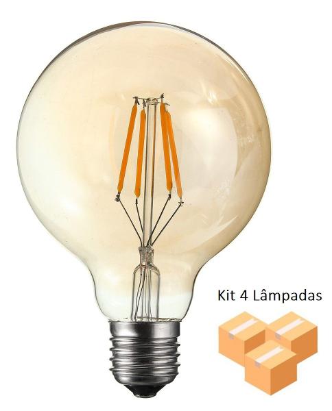 Imagem de Kit 4 Lâmpadas Retrô Led G80 4W Bivolt