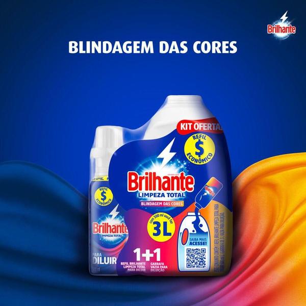 Imagem de Kit 4 Lava Roupas Brilhante para Diluir Limpeza Total 500ml cada + Garrafa