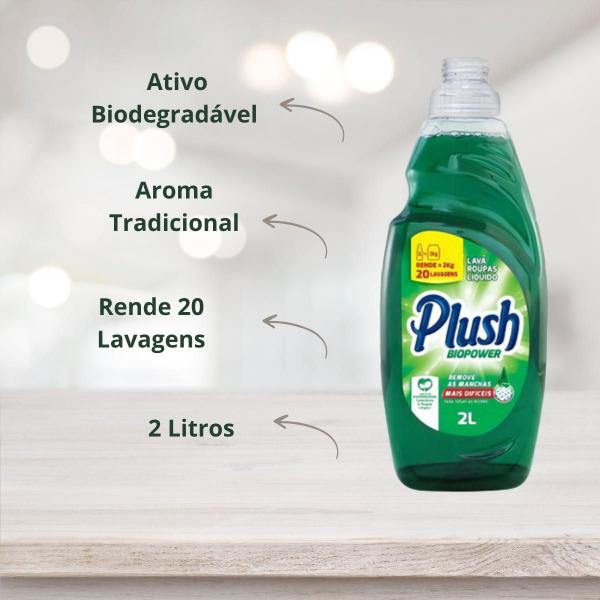 Imagem de Kit 4 Lava Roupas Líquido Biopower Sabão Plush Sanol 2L