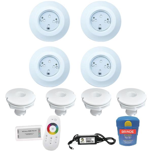 Imagem de Kit 4 Leds 9w Para Iluminação Piscina 48m² + Módulo + Nichos