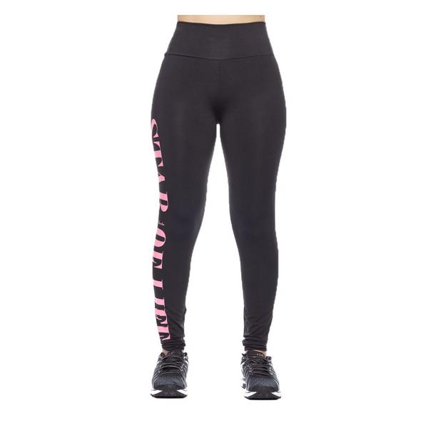 Imagem de Kit 4 legging adulto feminina fitness academia cós alto escrita lateral básica