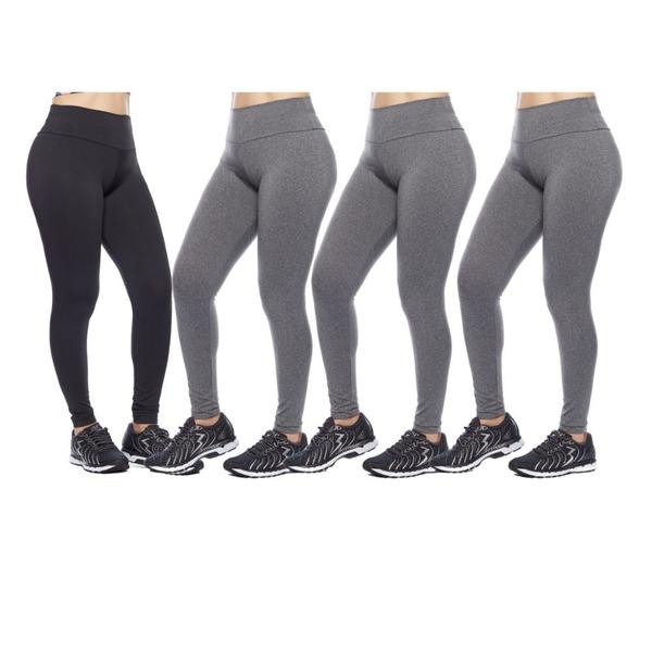 Imagem de Kit 4 leggings feminina adulto lisa basica suplex fitness uniforme academia ginástica trabalho