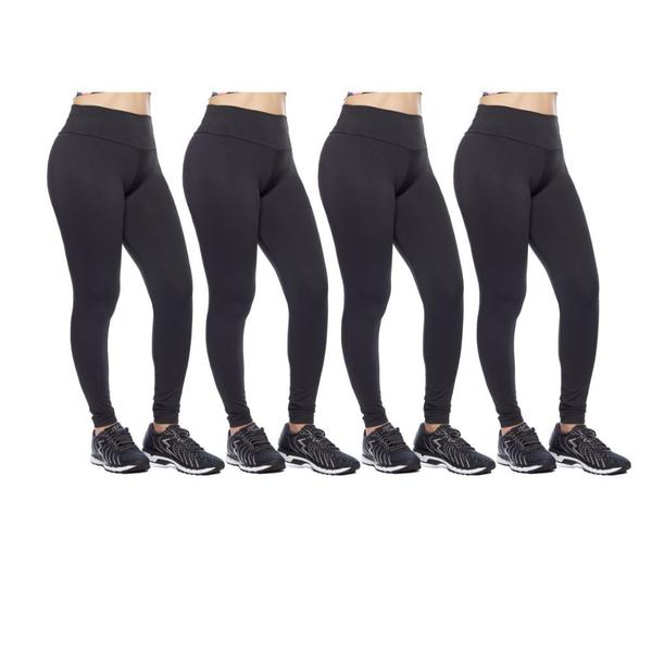 Imagem de Kit 4 leggings feminina adulto lisa basica suplex fitness uniforme academia ginástica trabalho