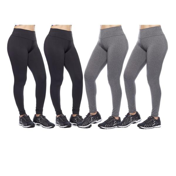 Imagem de Kit 4 leggings feminina adulto lisa basica suplex fitness uniforme academia ginástica trabalho