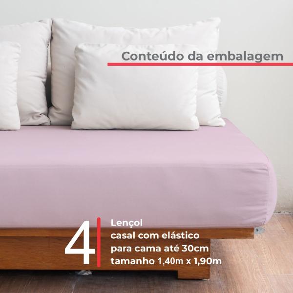 Imagem de Kit 4 Lençol Elástico Cama Box Casal Toque Macio