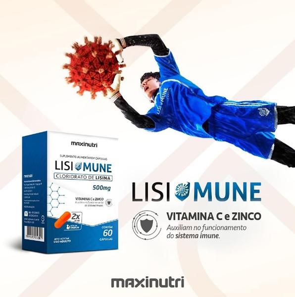 Imagem de Kit 4 Lisimune Cloridrato De Lisina Vitamina C 60 Cáps