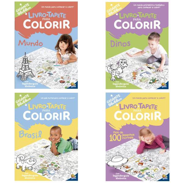 Imagem de Kit 4 Livros Infantil Tapete Para Colorir