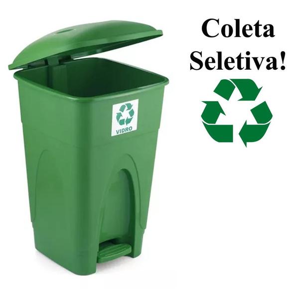 Imagem de Kit 4 Lixeiras Cesto Pedal 30L Coleta Seletiva Reciclagem