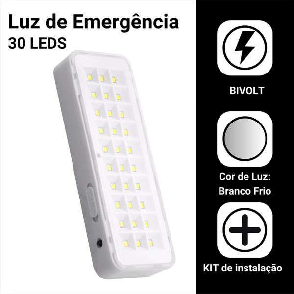 Imagem de Kit 4 Luminária de Emergência 30leds Bateria Recarregável