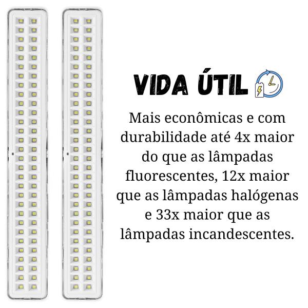 Imagem de Kit 4 Luminaria Emergencial Luzes De Emergência Branca Fria 6500k Bivolt 127v 220v Residencial 300 Lumens