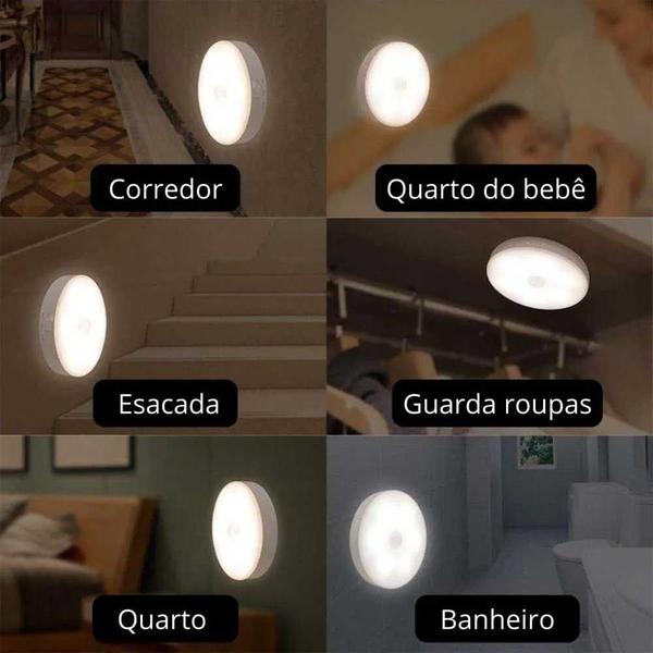 Imagem de Kit 4 Luminária Led Sem Fio Iluminação Inteligente com Sensor de Presença Recarregável e Magnético