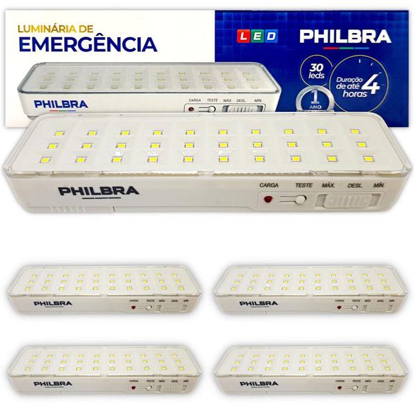 KIT 4 Luminária Luz Emergência 30 LEDs Bivolt Recarregável - Philbra Imagem de KIT 4 Luminária Luz Emergência 30 LEDs Bivolt Recarregável