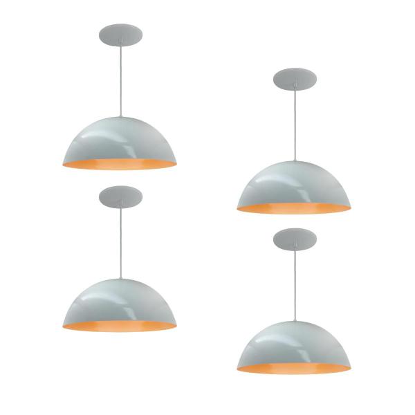 Kit 4 Luminária Pendente Meia Lua 40cm Com Interior Laranja Fiação 110/220v - Luminárias Navarro Imagem de Kit 4 Luminária Pendente Meia Lua 40cm Com Interior Laranja Fiação 110/220v