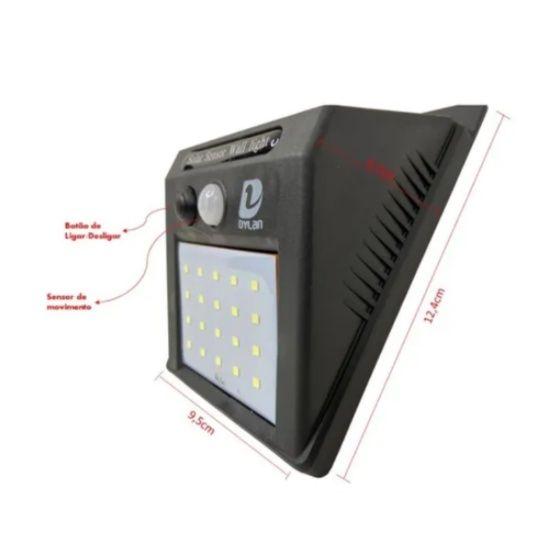 KIT 4 Luminaria Refletor Arandela Com Painel Solar 20 Led's Com Sensor De Movimento Prova D' Água Imagem de KIT 4 Luminaria Refletor Arandela Com Painel Solar 20 Led's Com Sensor De Movimento Prova D' Água