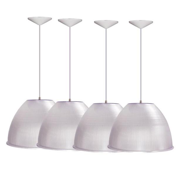 Kit 4 Luminárias Para Galpão Industrial 16 Pol 40cm Cristal Cabo 1,1M - MadeinSP Imagem de Kit 4 Luminárias Para Galpão Industrial 16 Pol 40cm Cristal Cabo 1,1M