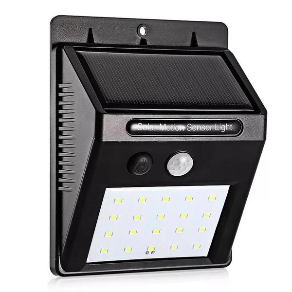 Kit 4 Luminárias Solar 30 Leds Sensor Movimento Luz Preto - Top Total Imagem de Kit 4 Luminárias Solar 30 Leds Sensor Movimento Luz Preto