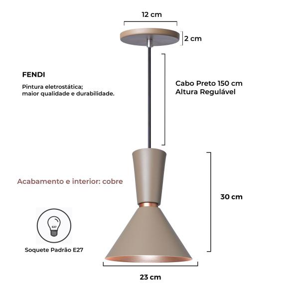 Imagem de Kit 4 Lustre Pendente Cone Rio em Alumínio Fendi