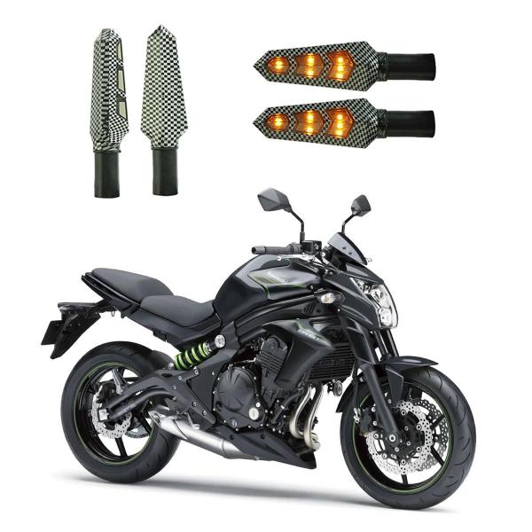 Imagem de KIT 4 Luz Seta Esportiva Pisca Led de Carbono Modelo P03 Moto ER6N 650CC 2010 2011 2012 2013 2014 2015