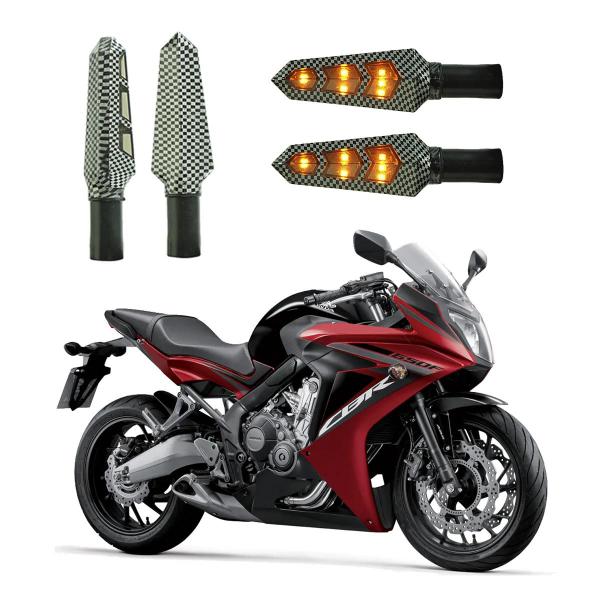 Imagem de KIT 4 Luz Seta Esportiva Pisca Led de Carbono Modelo P03 Moto Honda CBR 650F 2004 2005 2006 2007 2008 2009