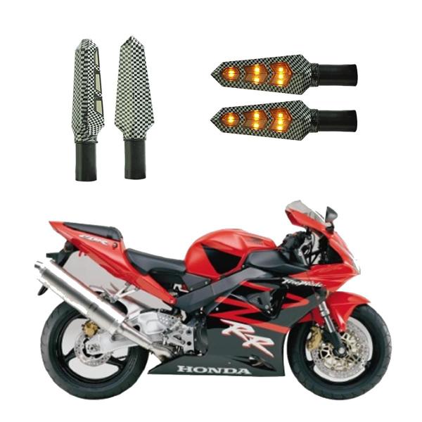 Imagem de KIT 4 Luz Seta Esportiva Pisca Led de Carbono Modelo P03 Moto Honda CBR 929RR 2004 2005 2006 2007 2008 2009