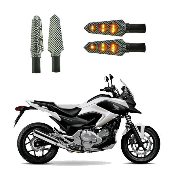 Imagem de KIT 4 Luz Seta Esportiva Pisca Led de Carbono Modelo P03 Moto Honda NC 700X ABS 2016 2017 2018 2019 2020 2021