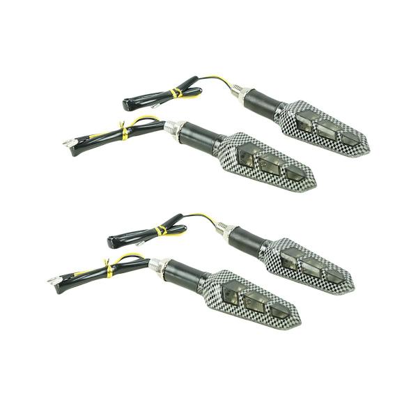 Imagem de KIT 4 Luz Seta Esportiva Pisca Led de Carbono Modelo P03 Moto Honda NX4 FALCON 400 Ano 2010 2011 2012 2013 2014 2015