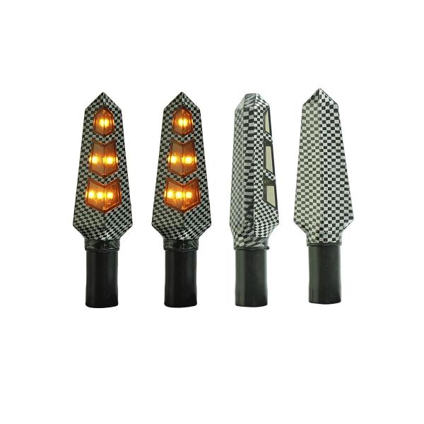 Imagem de KIT 4 Luz Seta Esportiva Pisca Led de Carbono Modelo P03 Moto Honda XRE 190 Ano 2004 2005 2006 2007 2008 2009