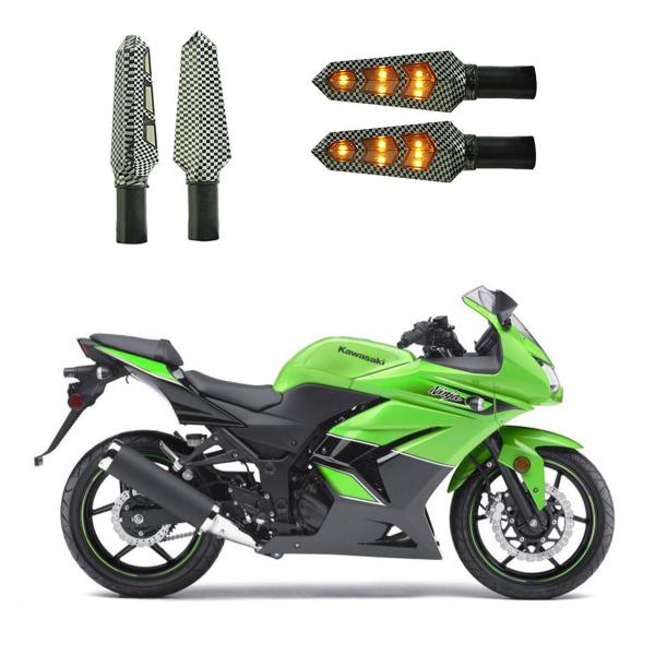 Imagem de KIT 4 Luz Seta Esportiva Pisca Led de Carbono Modelo P03 Moto NINJA 250R 2010 2011 2012 2013 2014 2015